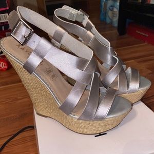 Kriss-Cross Genuine Leather Wedges